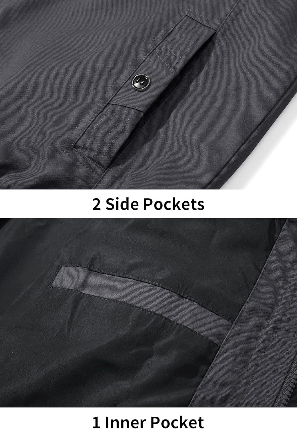 Men'S Cargo Jackets Cotton Lightweight Casual Work Coat Stand Collar Combat Jacket Windbreaker Multi Pockets