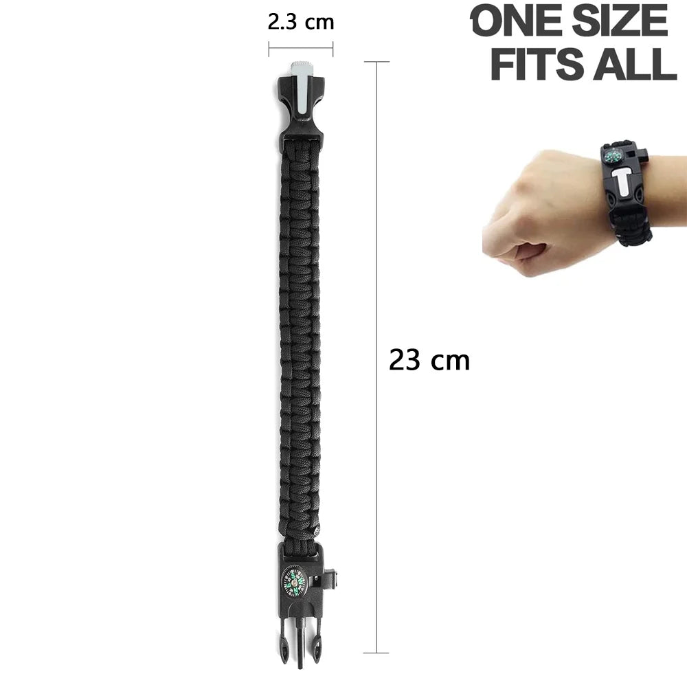 Emergency Paracord Bracelets | Set of 2| The Tactical Survival Gear| Flint Fire Starter, Whistle, Compass | Wilderness Survival-Kit for Camping/Fishing & More