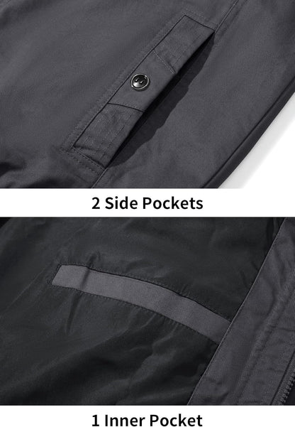 Men'S Cargo Jackets Cotton Lightweight Casual Work Coat Stand Collar Combat Jacket Windbreaker Multi Pockets