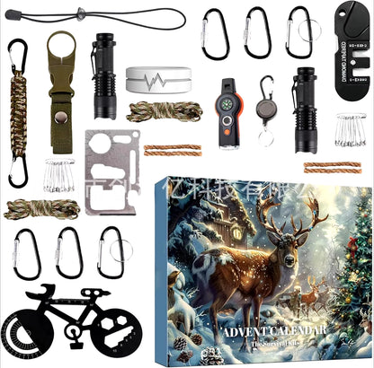 Survival Kit Advent Calendar 2024,Survival Tool Mens Advent Calendar,Survival Kit Christmas Advent Calendar for Climbers Anglers